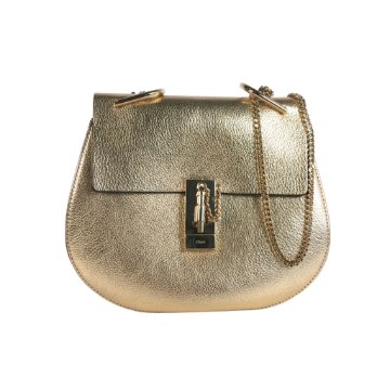 Chloe Pink Metallic Pebbled Leather Small Drew Bag | Yoogi's