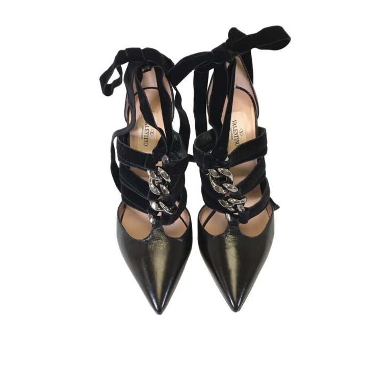 Valentino ベージュ ハイヒール　37.5 Valentino Garavani - Rockstud Opal Gray Leather Slingback