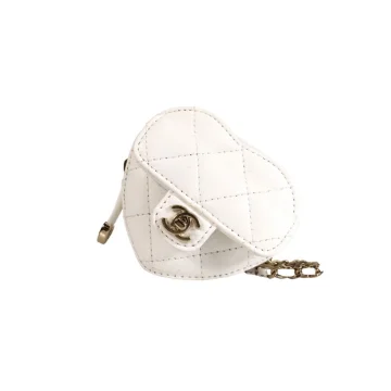 Chanel Heart Necklace Bag White Lambskin