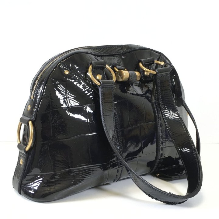 Saint Laurent Crocodile Embossed Patent Muse Bag - Luxe Du Jour