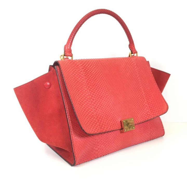 【関税&送料込】Celine Phyton-Printed ette Draped Midi Celine Medium Python Trapeze - Luxe Du Jour