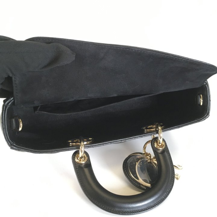 【ヴィンテージ】Rank:A☆Dior BLACK D-Joy バッグ aa45918 CHRISTIAN DIOR Lady D-Joy Medium Cannage Leather Shoulder