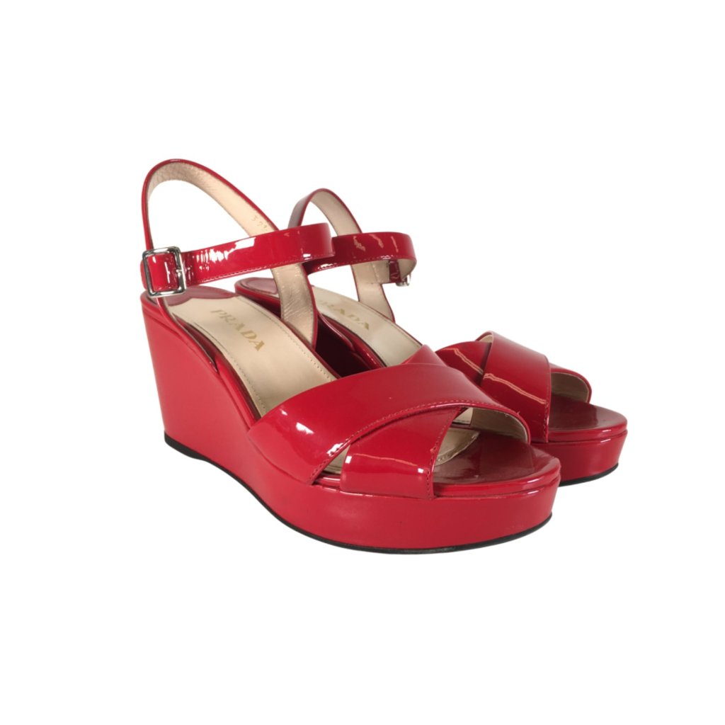Prada Wedge Sandals Sz 39.5 - Luxe Du Jour