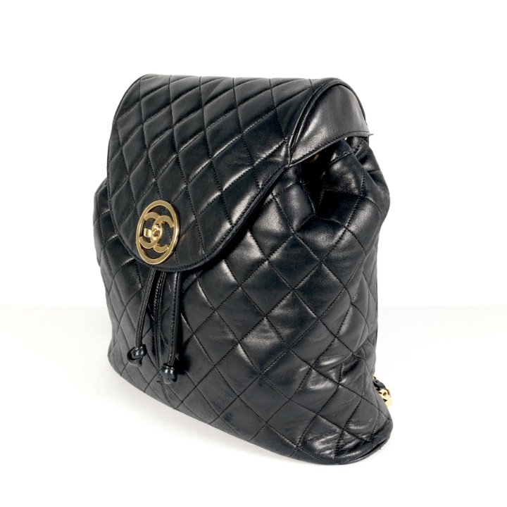 Chanel Vintage Matelasse Backpack Black Lambskin GHW Luxe Du Jour