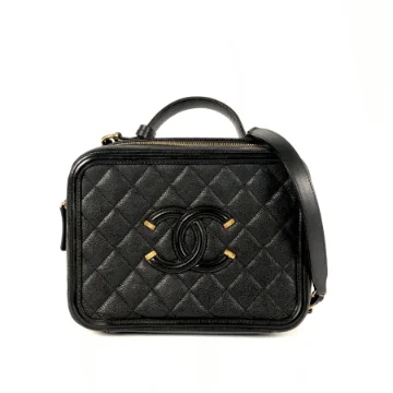 Chanel Filigree Vanity Case Medium Black Caviar