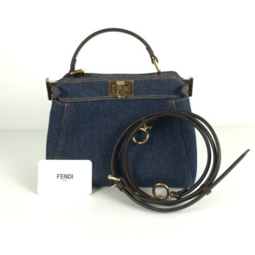 【FENDI】Peekaboo Mini デニム調レザー ショルダーバッグ Fendi Denim Peekaboo Mini - Luxe Bag Rental