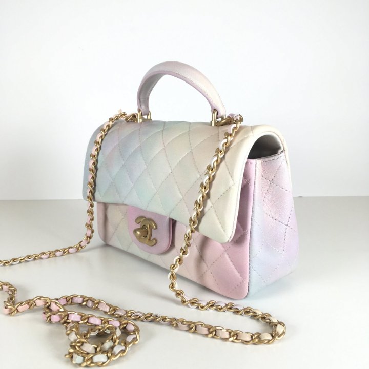 トートバッグ × ヴィンテージ(中古) Chanel Rainbow Top Handle Chain Bag CHANEL Rainbow Woven WOC Calfskin Leather Top Handle Bag