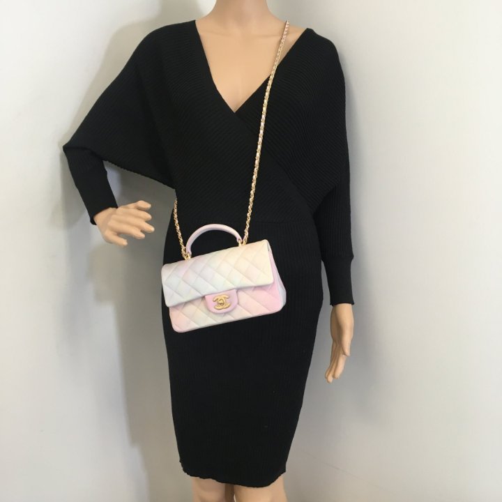 トートバッグ × ヴィンテージ(中古) Chanel Rainbow Top Handle Chain Bag CHANEL Rainbow Woven WOC Calfskin Leather Top Handle Bag