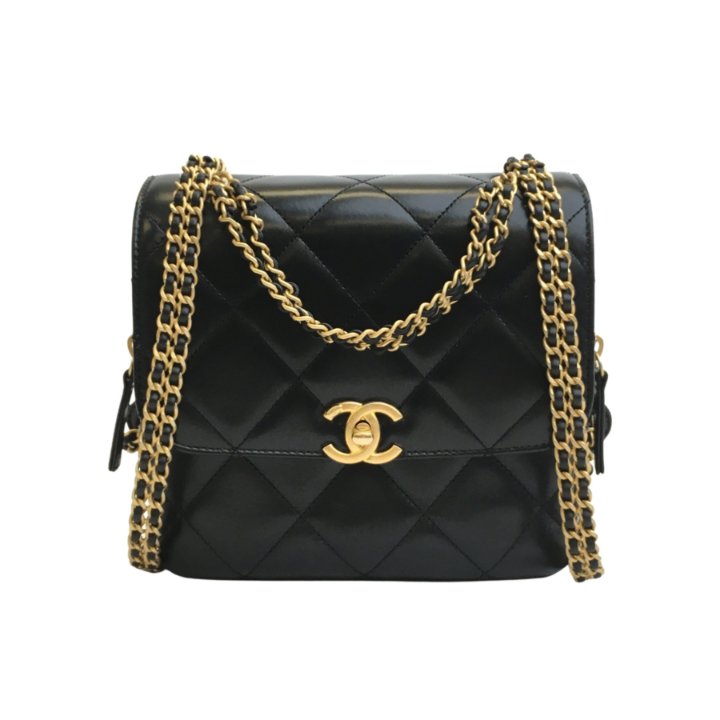 CHANEL ゴールド サテン キルティング パーティーバッグ CHANEL East West Satin Single Flap Shoulder Bag Gold