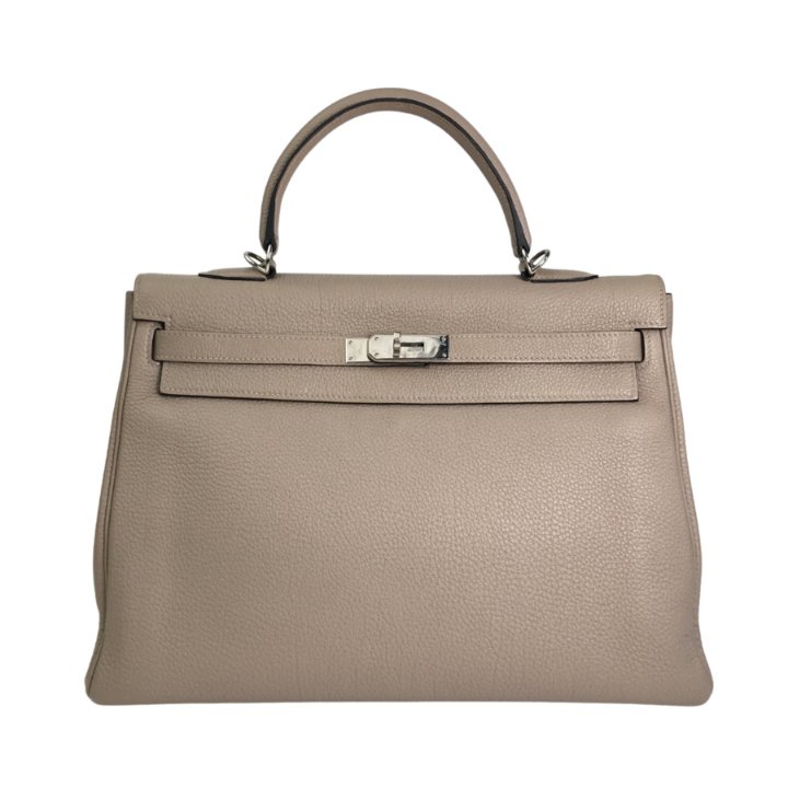 Hermes Kelly 35 Tourterelle Togo PHW Luxe Bag Rental - Main Image