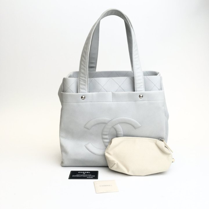 Chanel CC Tote Bag Silver Caviar Bag Luxe Du Jour