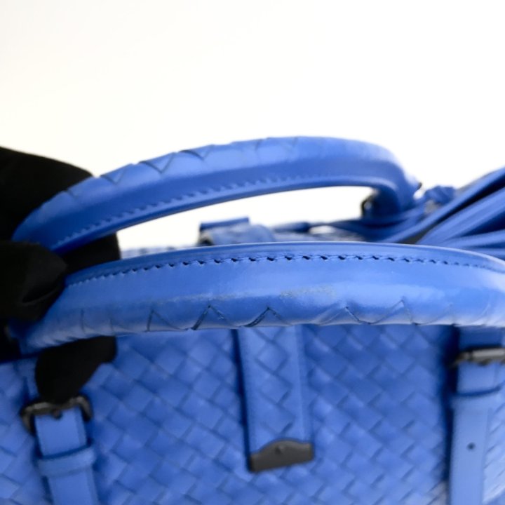 【関税込み】Bottega Veneta ブルー Origami バッグ Bottega Veneta Turquoise Intrecciato Woven Nappa Leather