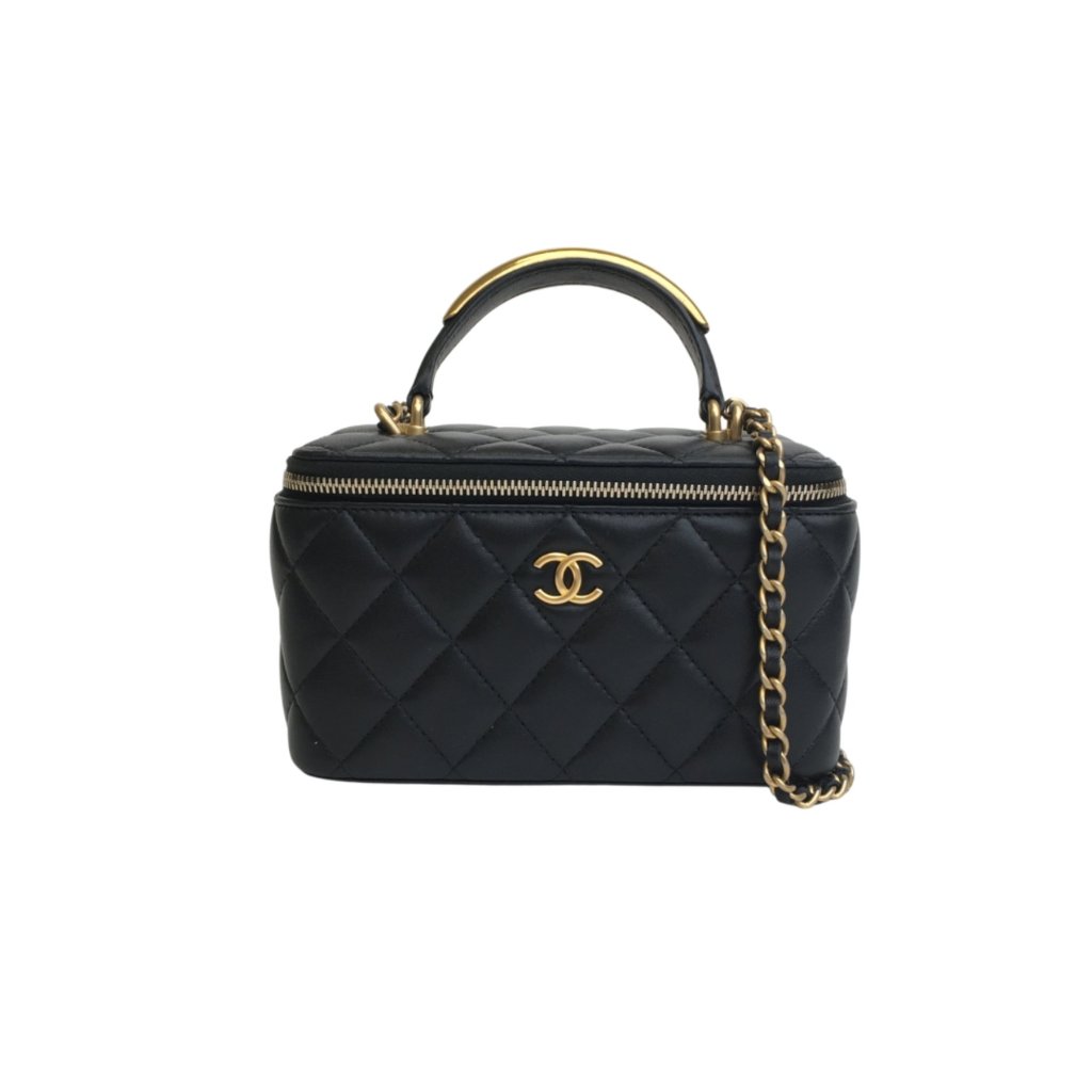 【CHANEL】Chanel Vanity Case 17cm★シャネル【ランク:A】 Chanel Vanity Rectangle with Top Handle, 21A Dark Pink