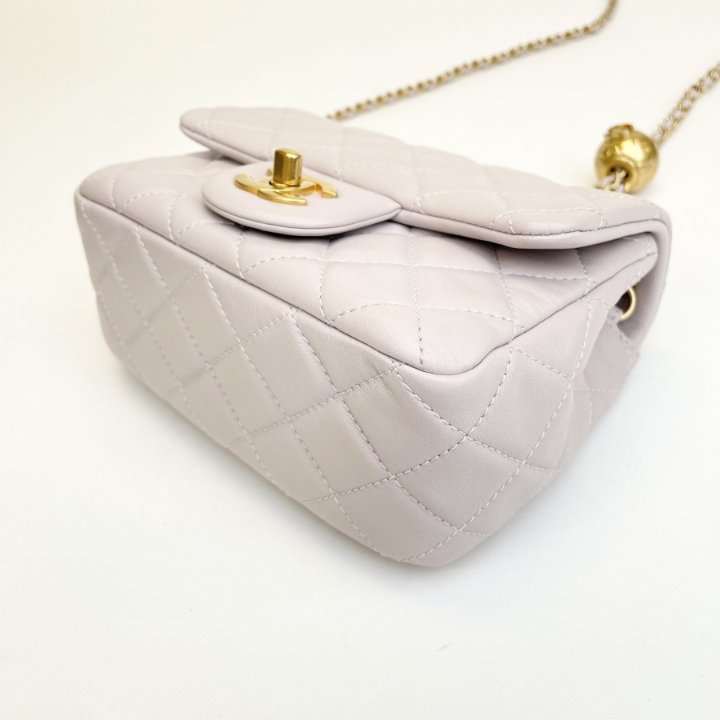 Chanel Mini Square Pearl Crush Lilac Lambskin GHW - Luxe Du Jour