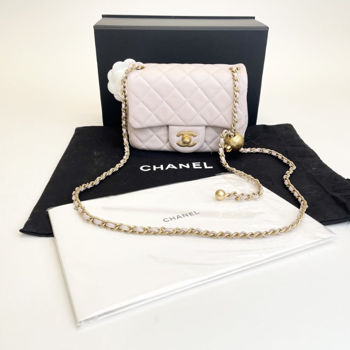 Chanel Mini Square Pearl Crush Lilac Lambskin GHW - Luxe Du Jour