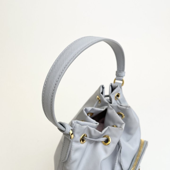 ★PRADA★Duet Re-Nylon Shoulder Bag★Light Blue Prada Duet Re-Nylon Bucket Bag - Luxe Du Jour