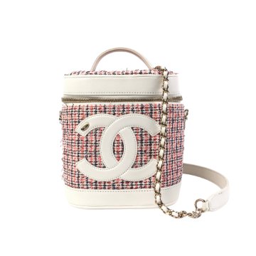 Chanel CC Mania Vanity Case White Tweed - Luxe Du Jour