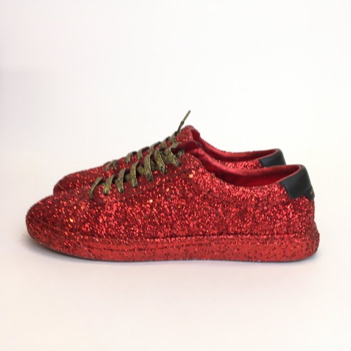 Saint Laurent (YSL) Andy Glitter Sneakers Sz 39 - Luxe Du Jour