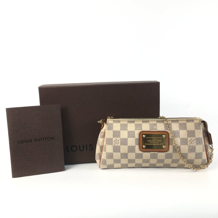 Louis Vuitton アズール エヴァ Eva Louis Vuitton Eva Damier Azur Clutch Crossbody Bag