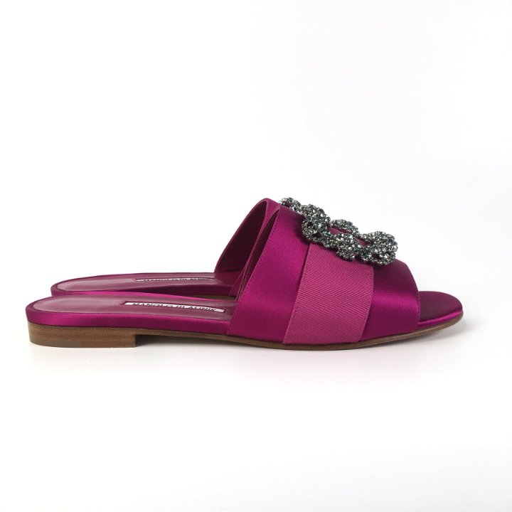 サンダル・ミュール Manolo Blahnik Martamod Flat Purple Manolo Blahnik Martamod Sandals Sz 41 - Luxe Du Jour