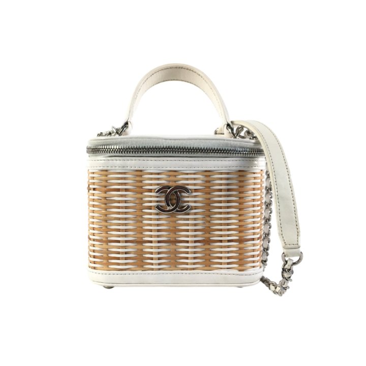 Chanel Raffia Vanity Small White Raffia - Luxe Du Jour