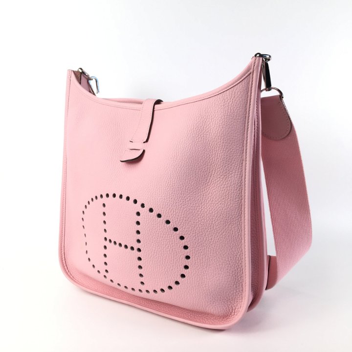 HermesミニエブリンRose Sakura Silver TPM 16 Hermes Evelyne Amazon bag TPM Rose sakura Clemence leather