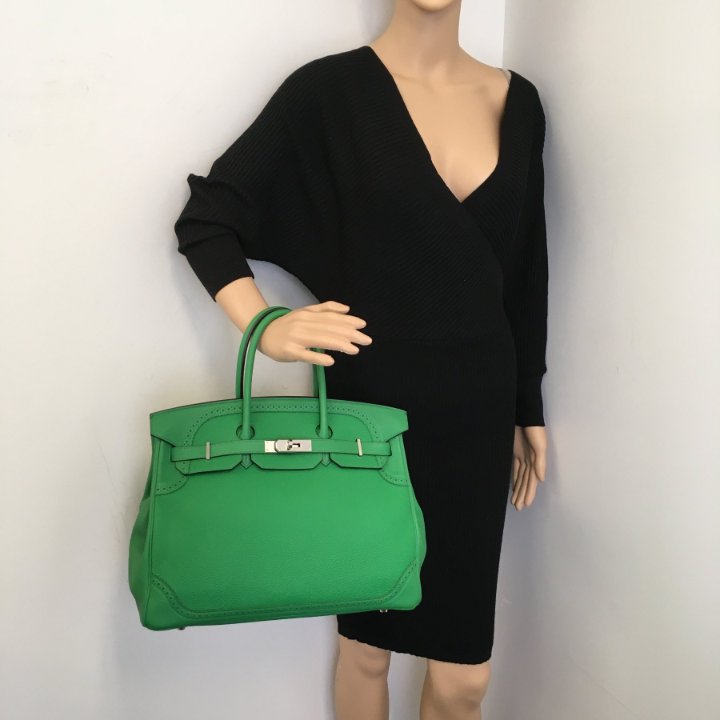 HERMES - HERMES リズム グリーン クリーマー Brand New ( Rank N ) HERMÈS Mini Lindy II Ardoise (85) Gris
