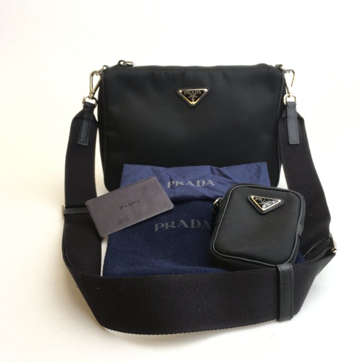 バッグ 00s PRADA Nylon Leather Hand Bag Prada Milano 00's Nylon & Leather Crossbody Bag – Warmwaves