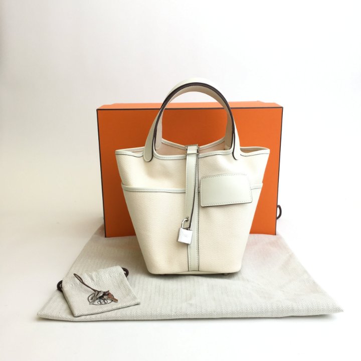 Hermes Picotin Cargo Lock 18 Nata Canvas PHW - Luxe Du Jour
