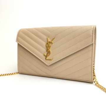 【SAINT LAURENT】Cassandra chain wallet SAINT LAURENT Patent Monogram Cassandra Chain Wallet Black