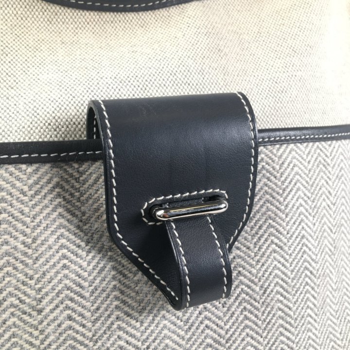 ♢HERMES♢Olympre♢GM♢ Hermès Hermes Olympe GM Ring H Black Silvery Leather Metal