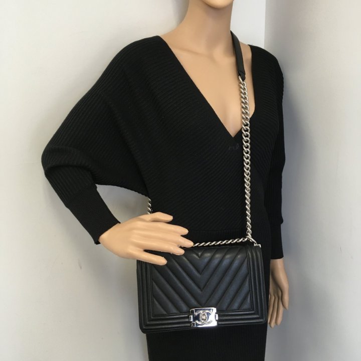 【ヴィンテージ】Rank:S☆Chanel Black Boy Medium 25CM バック BUYMA VINTAGE 中古 【ヴィンテージ】Rank:S☆Chanel Black Boy