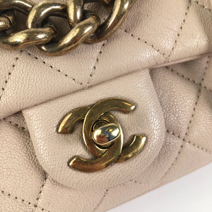 Chanel Trapezio Flap Mini Beige Calfskin - Luxe Du Jour