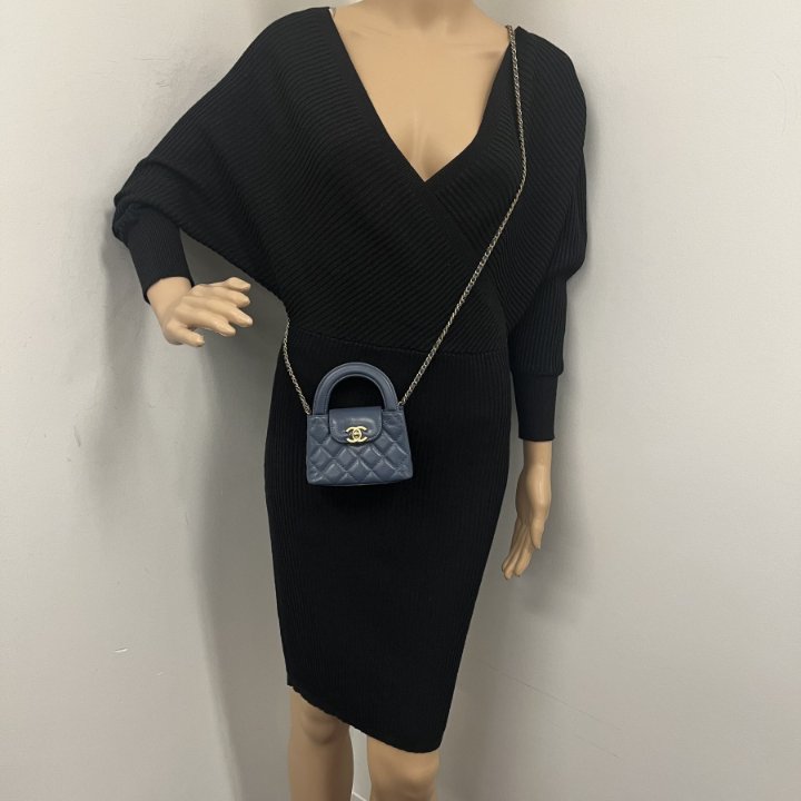 Chanel Kelly Shopping Bag Nano Blue Calfskin - Luxe Du Jour