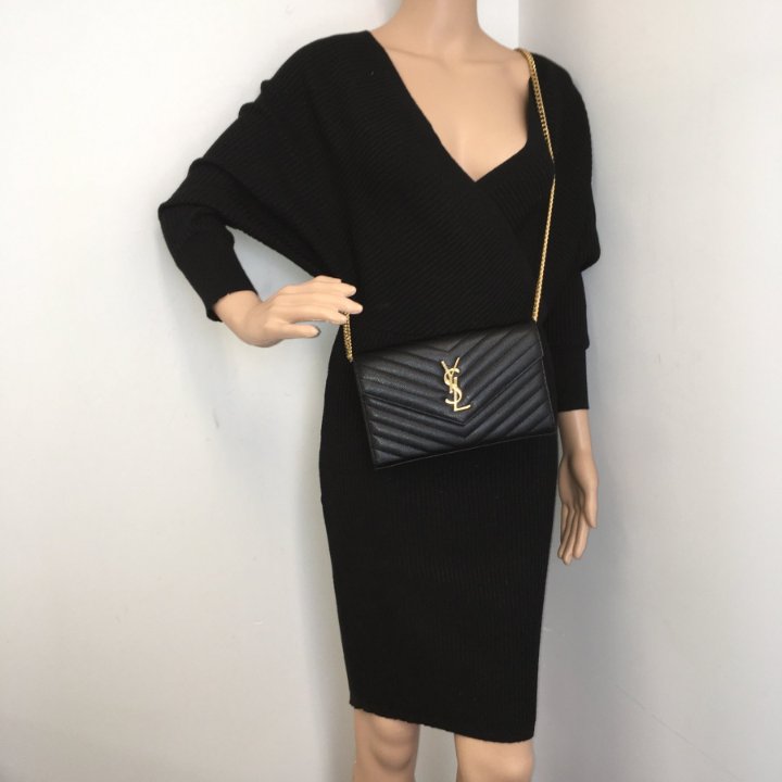 Saint Laurent (YSL) Cassandre Wallet On Chain (WOC) - Black