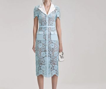 美品 セルフポートレイト Lace Pattern Midi Dress SELF-PORTRAIT Cord Lace Midi Dress Blue - Luxe Du Jour