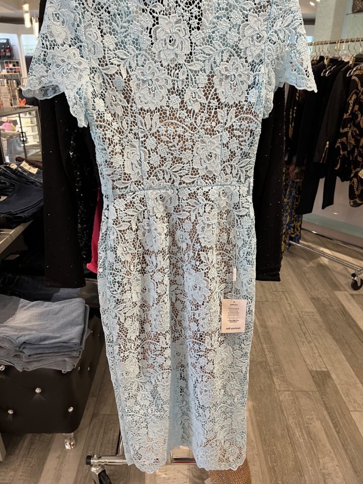 コ*マ様 SELF PORTRAIT Cotton Lace Midi Dres Self-Portrait Blue Cotton Lace Midi Dress | Jules B