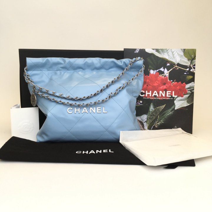 シャネル 23A ミニトートバッグ 22bag グラデーションネイビー シャネル スーパーコピー 24ss 22bag グラデーションカーフ