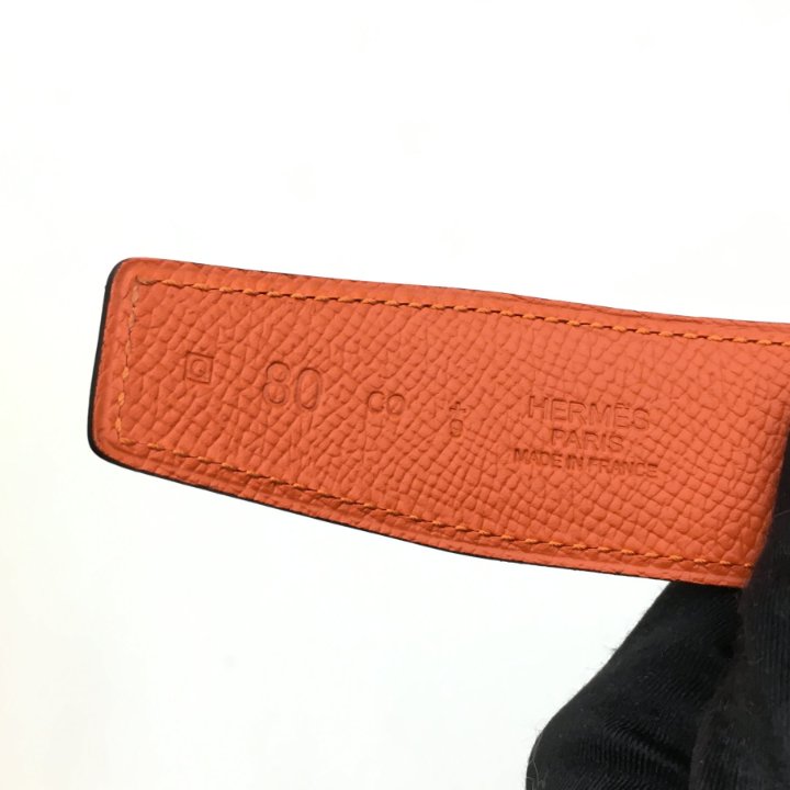 HERMES EVELYNE REVERSIBLE BELT SIZE 80 WITH BOX. Hermès White & Orange Evelyne Reversible Belt - size 80  main image 3