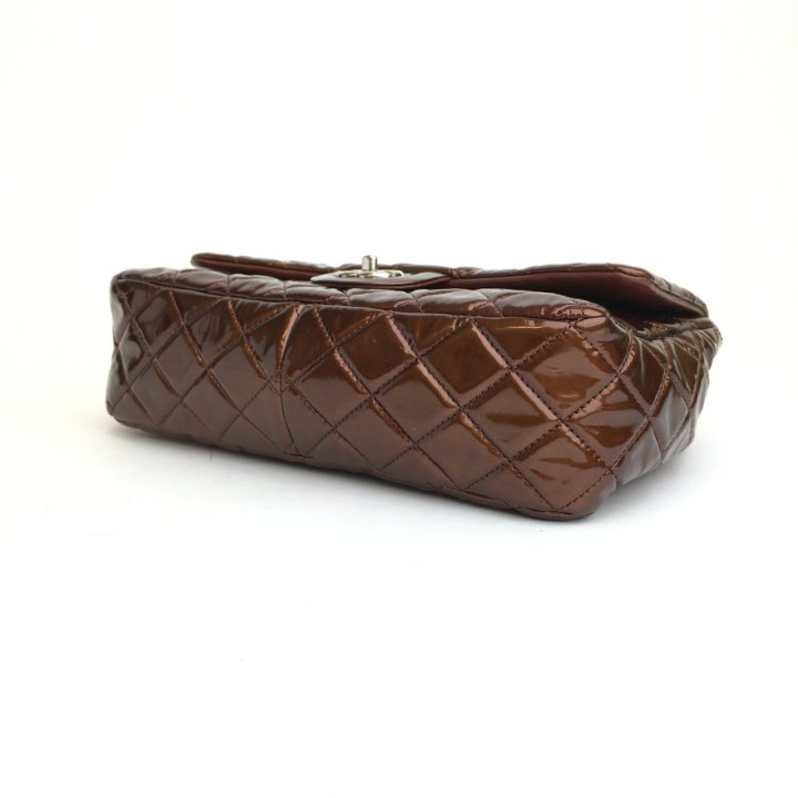 Chanel Classic Single Flap Jumbo Brown Patent - Luxe Du Jour