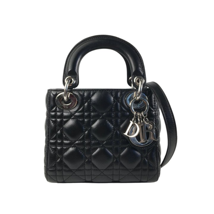 【ヴィンテージ】Rank:S☆Dior Dark Navy Lady Mini バック CHRISTIAN DIOR Vintage Lambskin Cannage Mini Lady Dior Navy
