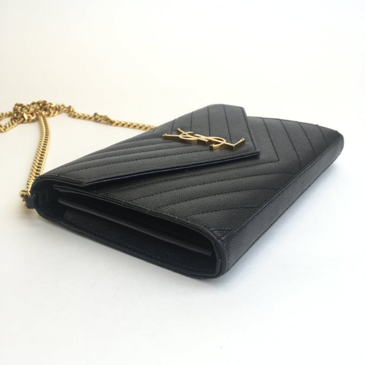 saint laurent wallet on chain black