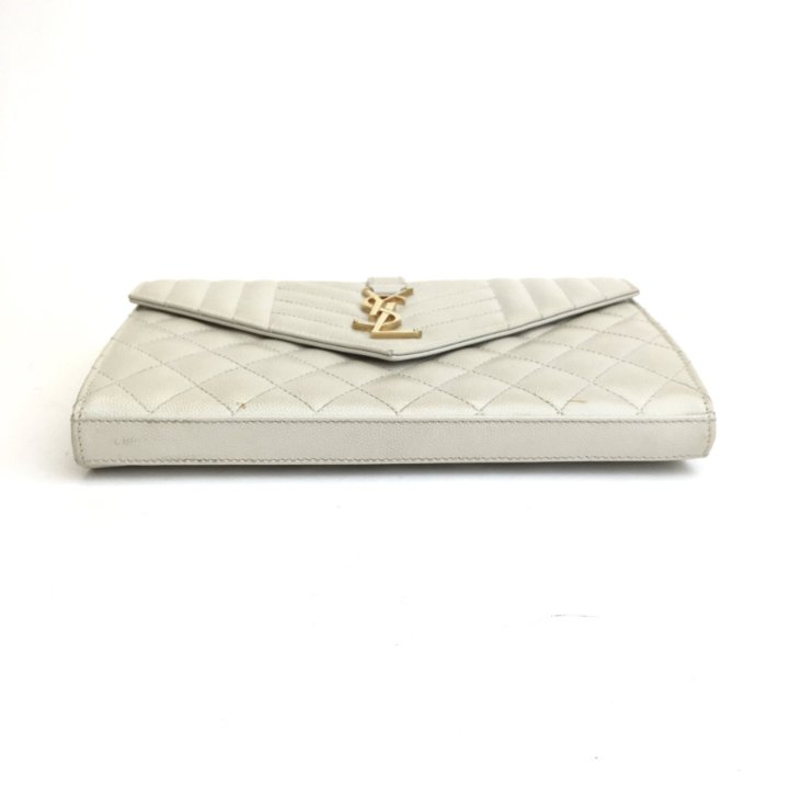 【関税＆送料込み】Saint Laurent Classic Cassandre Chain Wa CLASSIC CASSANDRE CHAIN WALLET IN GRAIN DE POUDRE LEATHER