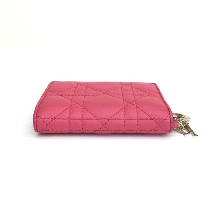 Dior Lady Dior Medium Wallet ピンク CHRISTIAN DIOR Patent Cannage Lady Dior Lotus Wallet Pink