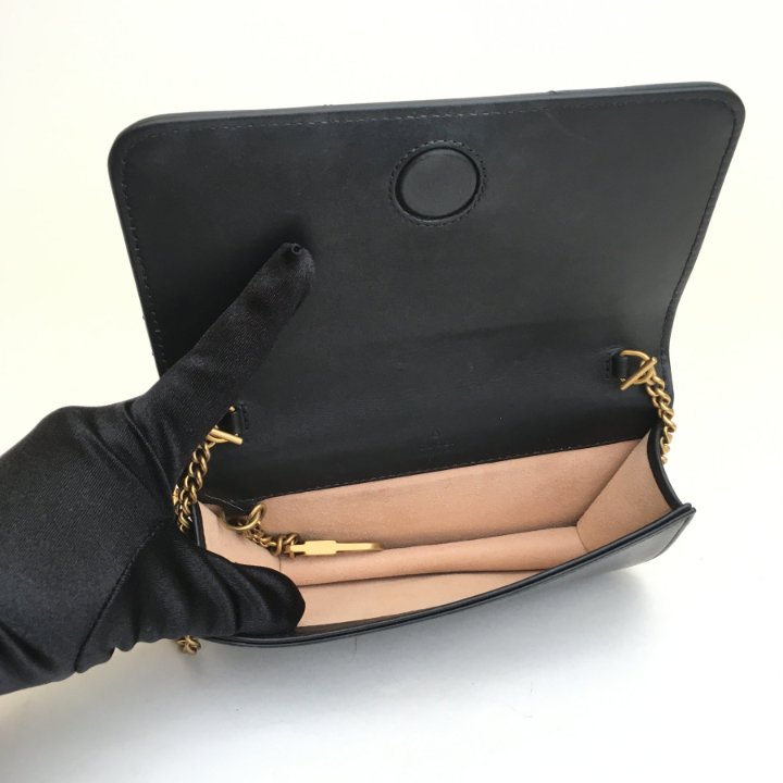 Gucci Marmont Clutch On Chain | Black Gold Chain Wallet