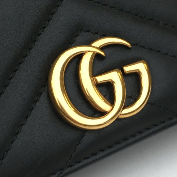 Gucci Marmont Clutch On Chain | Black Gold Chain Wallet