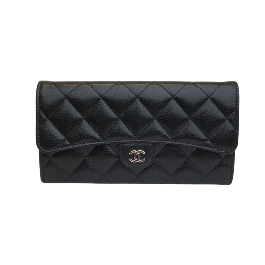 【CHANEL】Chanel classic long flap wallet★長財布 ブラック Chanel Long Flap Wallet - Luxe Du Jour