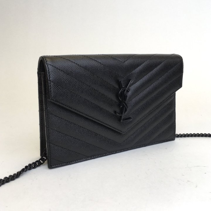 saint laurent wallet on chain black