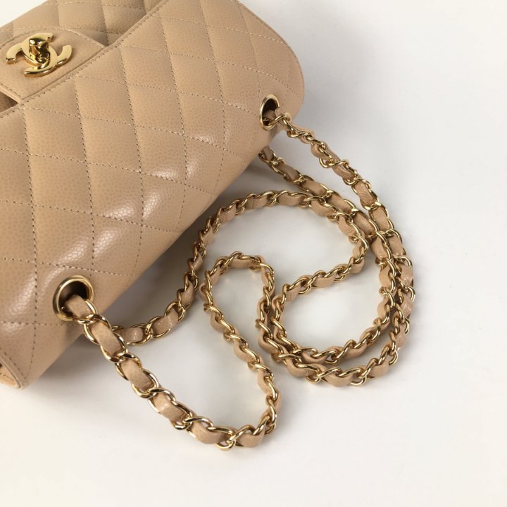 Chanel Classic Small Flap | Beige Gold Handbag - Luxe Du Jour