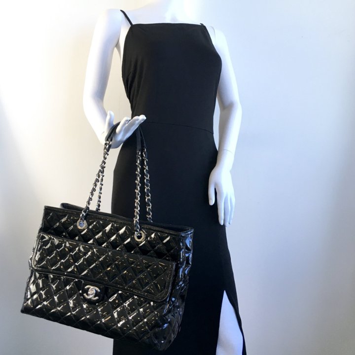 Chanel Coco Shine Tote Large Black Patent - Luxe Du Jour